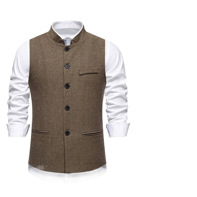 Herren elegante Weste im Herringbone-Design mit funktionalen Taschen Aliams