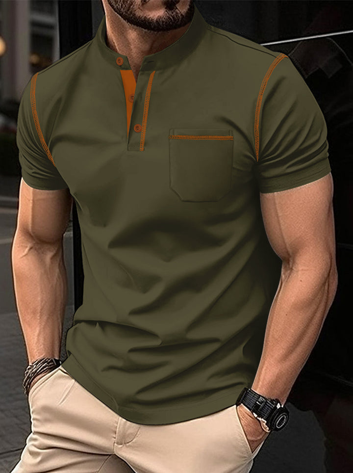 Herren Kurzarm Poloshirt mit modischem Stehkragen und praktischer Brusttasche Aliams