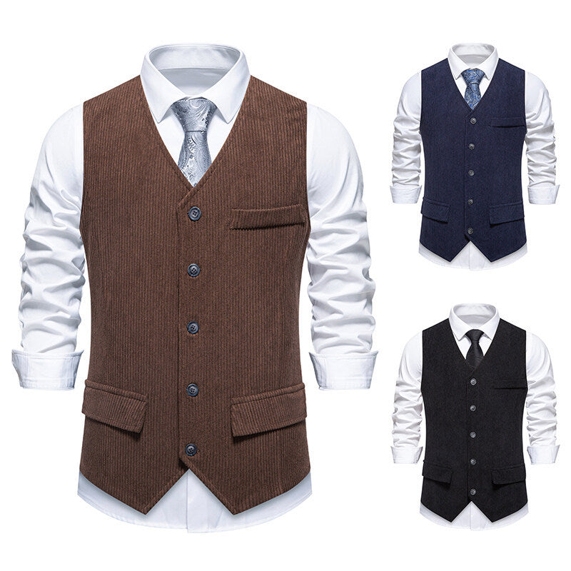 Herren eleganter Anzugweste mit strukturiertem Design und praktischen Taschen Aliams