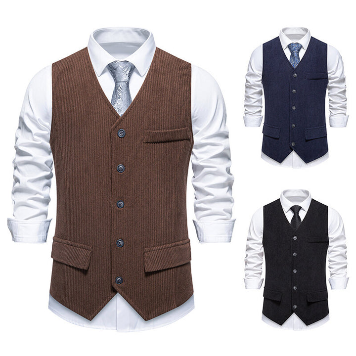 Herren eleganter Anzugweste mit strukturiertem Design und praktischen Taschen Aliams