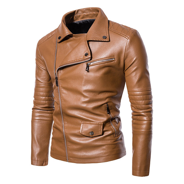 Herren stylische Bikerjacke mit asymmetrischem Reißverschluss und praktischen Taschen Aliams
