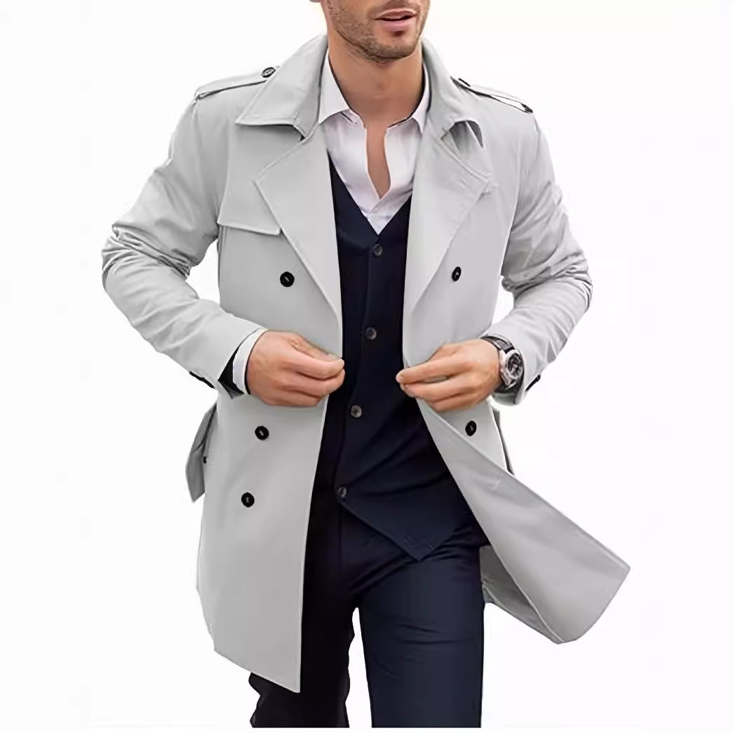 Herren Eleganter Trenchcoat mit klassischem Schnitt und praktischen Taschen Aliams