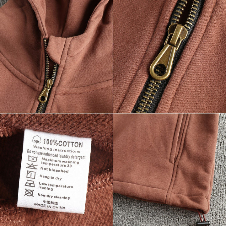 Herren Fleecejacke mit halbem Reißverschluss und seitlichen Eingrifftaschen Aliams