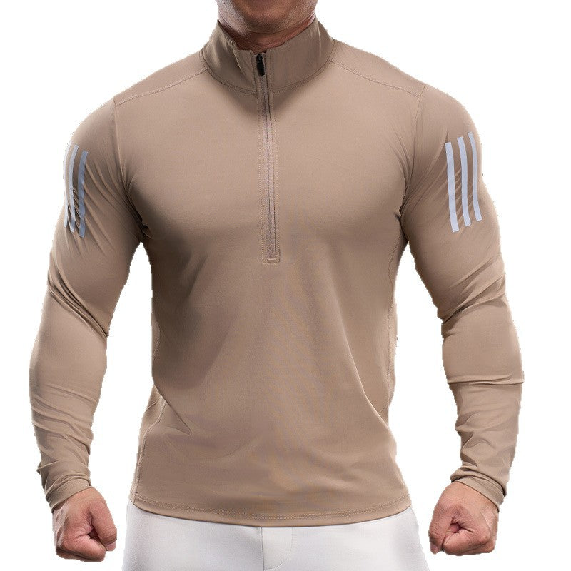 Herren Atmungsaktives Fitness-Oberteil mit kurzem Reißverschluss Aliams