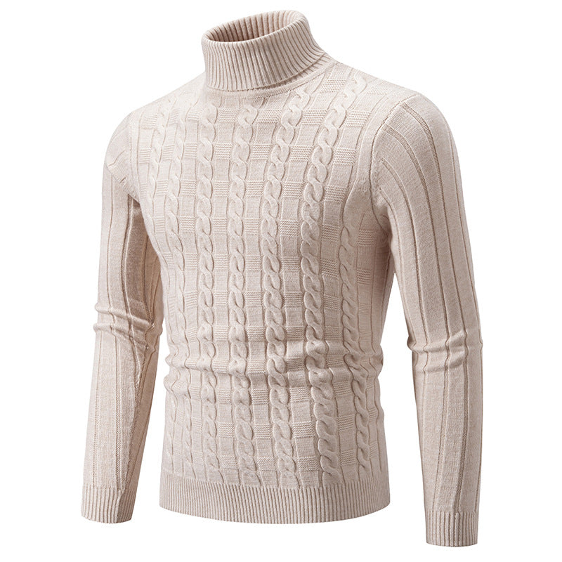 Herren Strickpullover mit hochgeschlossenem Kragen und Zopfmuster Aliams