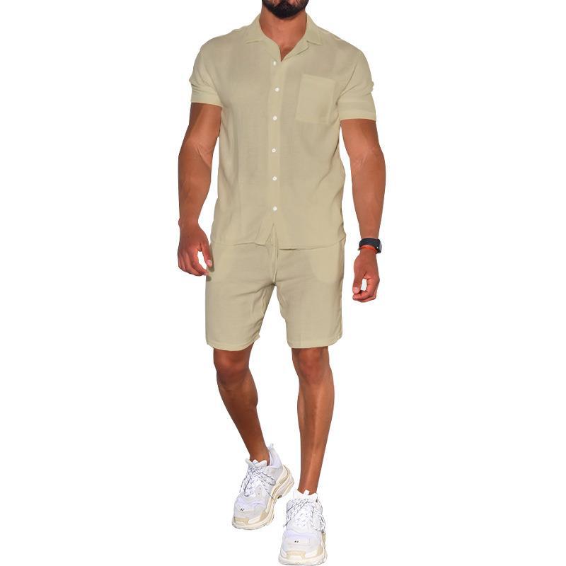 Herren modernes Freizeit-Set aus kurzärmligem Hemd und Shorts Aliams