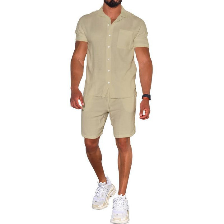 Herren modernes Freizeit-Set aus kurzärmligem Hemd und Shorts Aliams