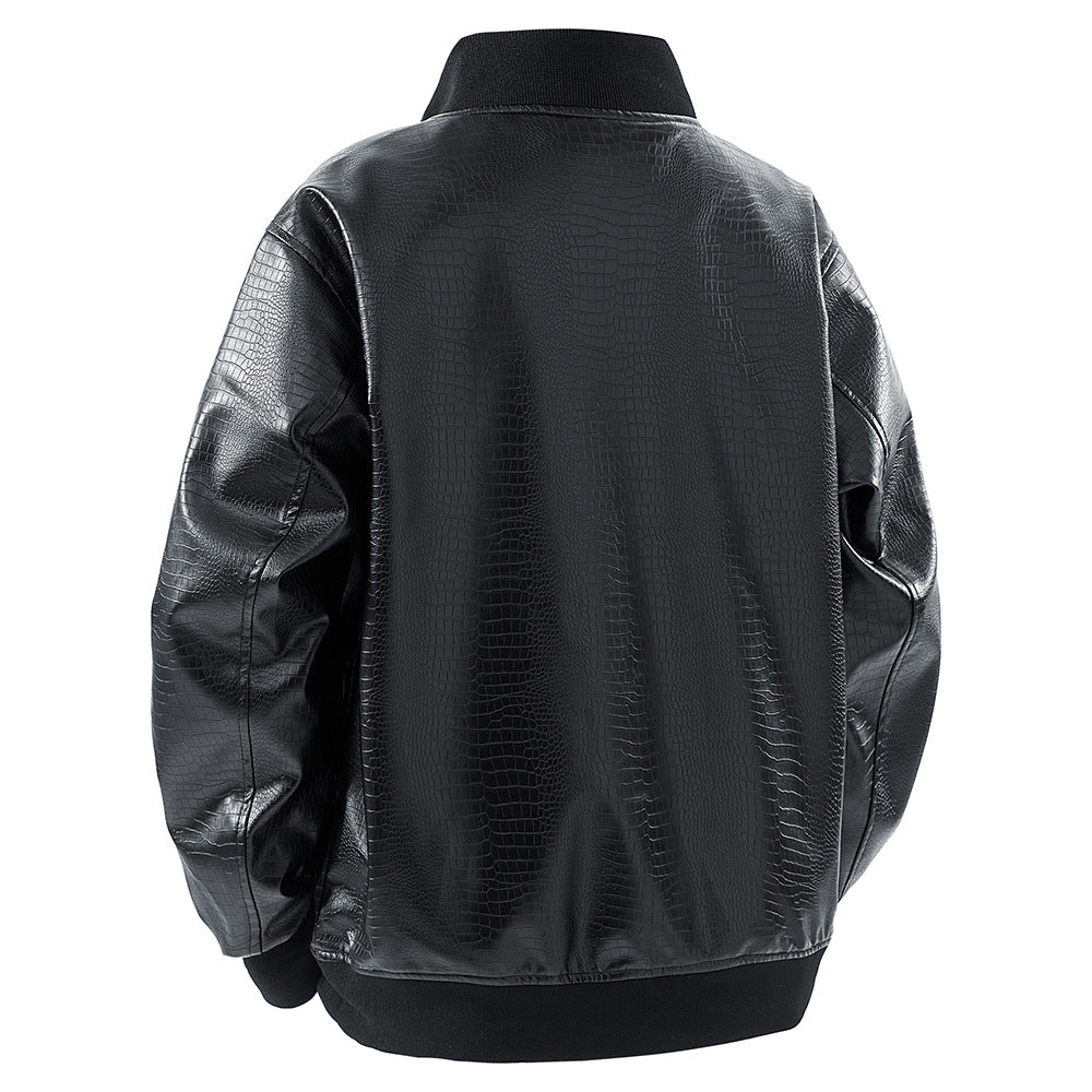 Herren Kunstlederjacke im modernen Design mit praktischen Pattentaschen Aliams