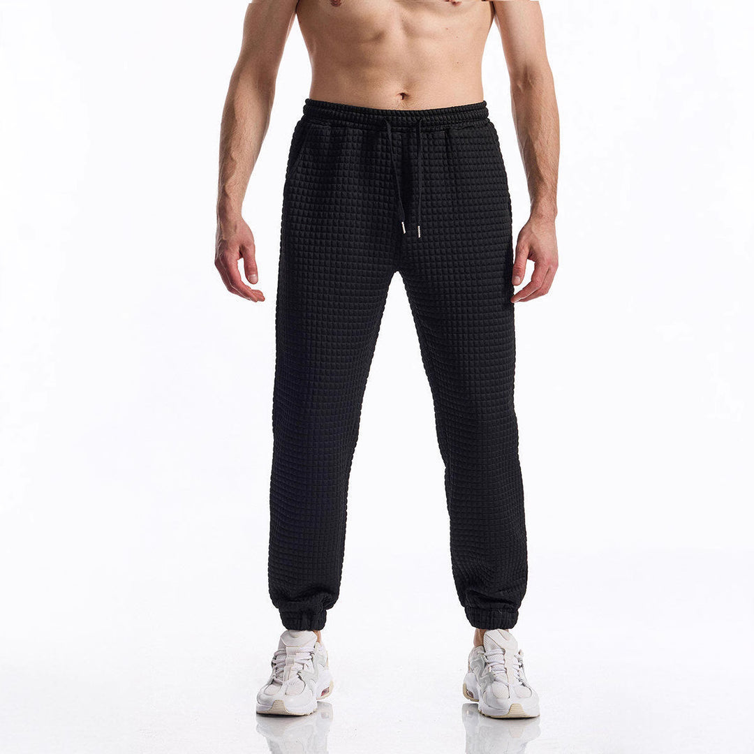 Herren bequeme Freizeithose mit strukturierter Oberfläche und elastischem Bund Aliams