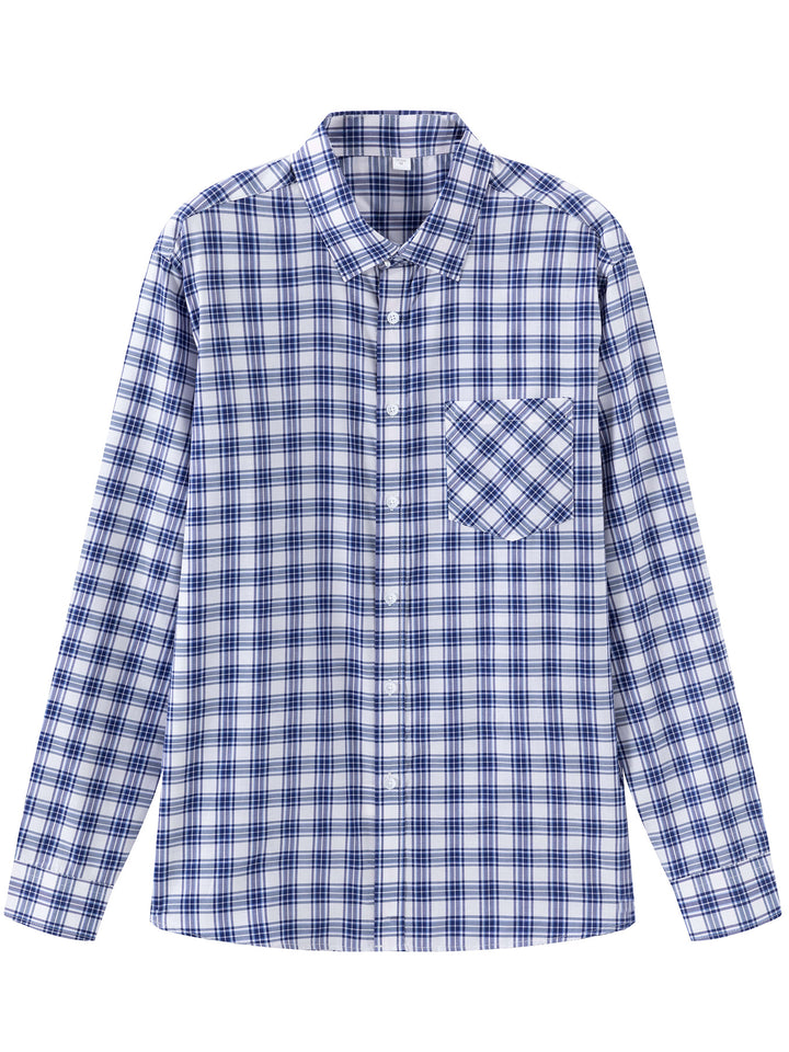 Herren kariertes Langarmhemd Aliams
