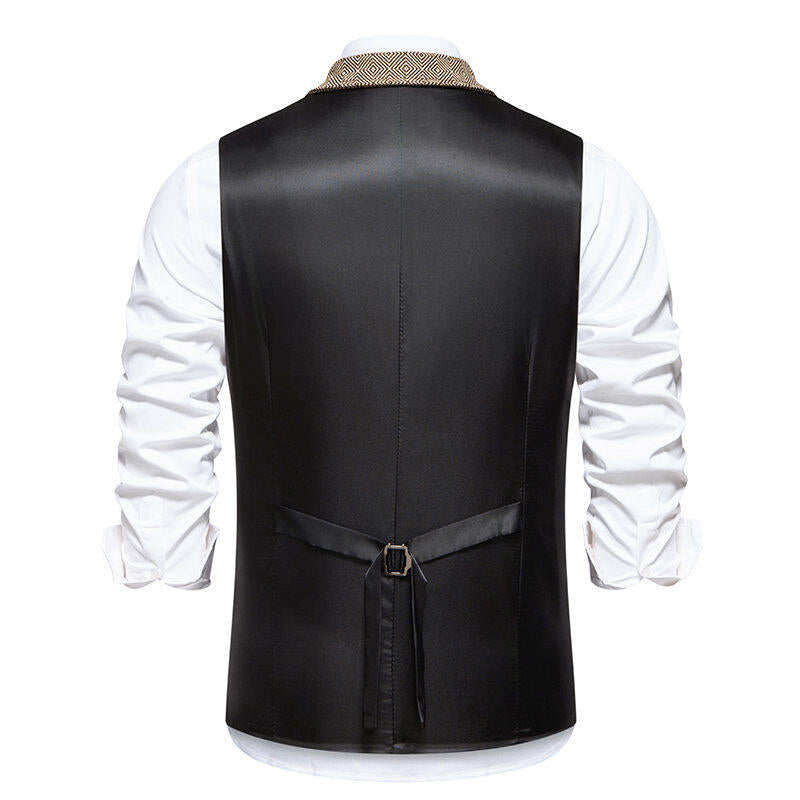 Herren Anzugweste im eleganten Herringbone-Muster mit praktischen Taschen Aliams