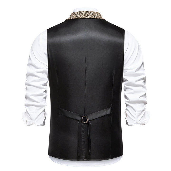 Herren Anzugweste im eleganten Herringbone-Muster mit praktischen Taschen Aliams