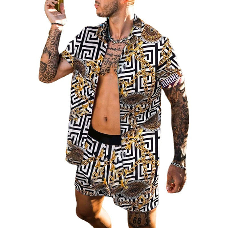 Stylisches Kurzarm-Matching-Set für Herren Aliams