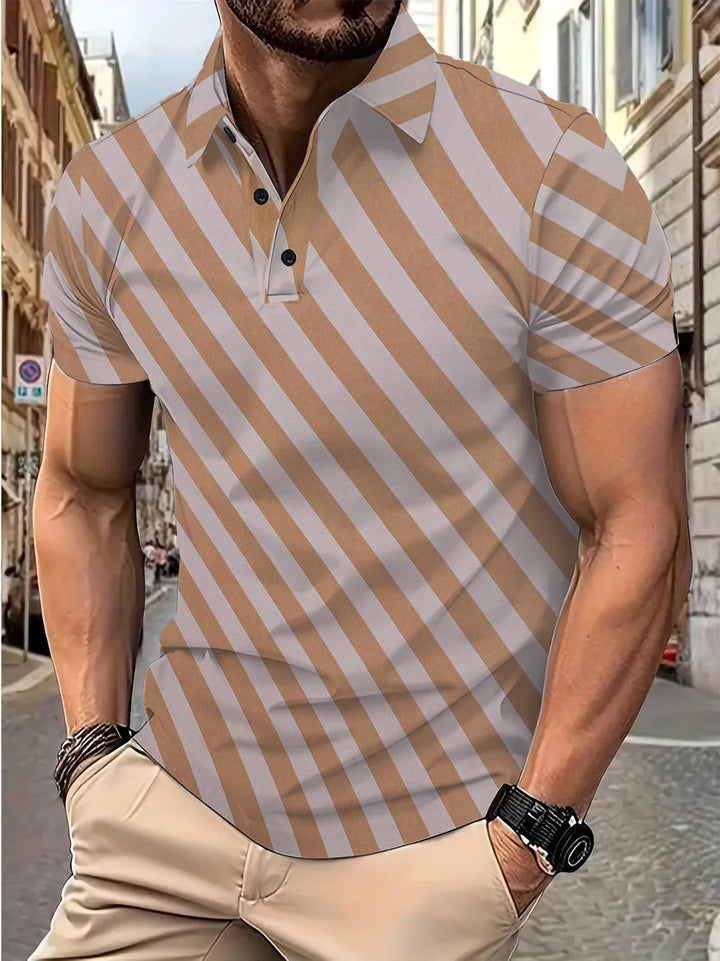 Herren Kurzarm Poloshirt mit modernem Streifenmuster Aliams