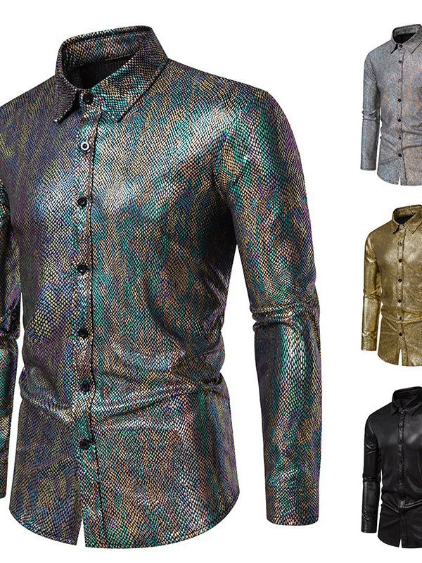 Herren elegantes Hemd mit schimmerndem Obermaterial und modernem Schnitt Aliams