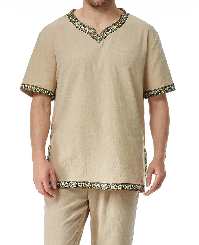 Herren Tunika mit dekorativem V-Ausschnitt und einzigartigem Mustersaum Aliams