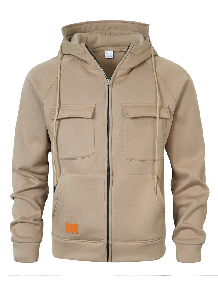 Herren lässige Kapuzenjacke mit zwei praktischen Brusttaschen Aliams