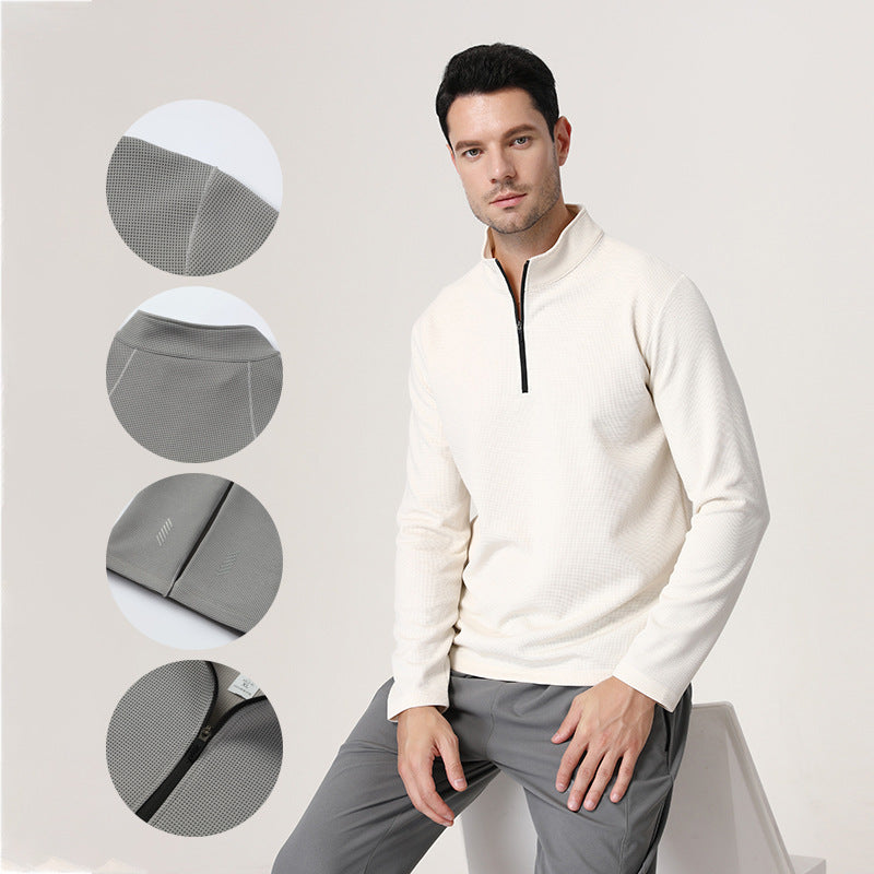 Herren Langarm Funktionsshirt mit kurzer Reißverschlussöffnung Aliams