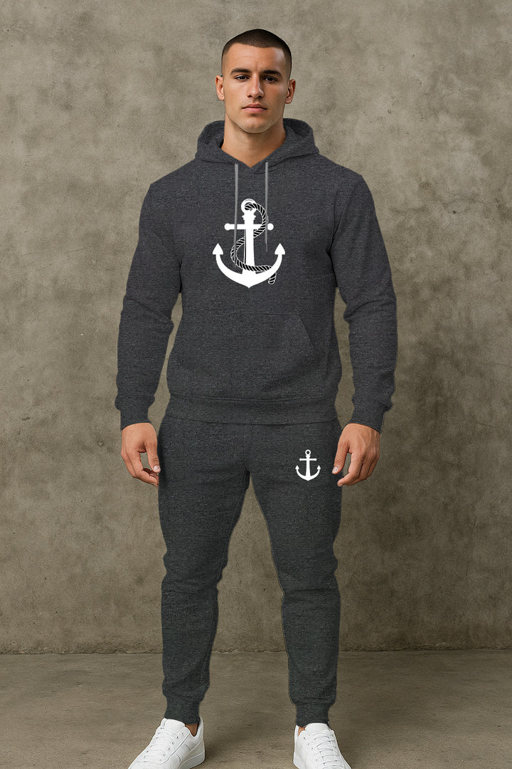 Herren Hoodie- und Jogginghose-Set mit maritimem Ankerdesign Aliams