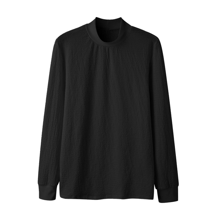 Damen Elegantes Langarmshirt mit strukturiertem Stoff und hohem Kragen Aliams