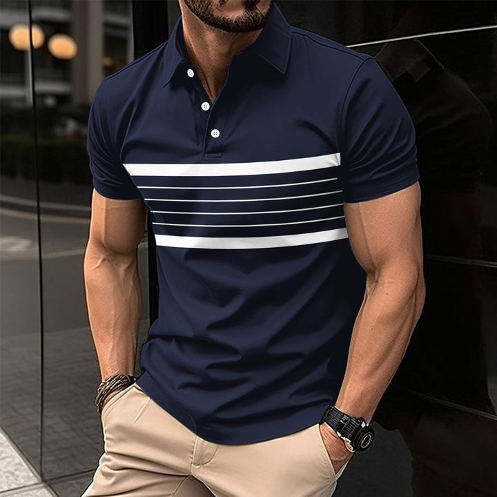 Herren sportliches Poloshirt mit modernen Horizontalstreifen Aliams