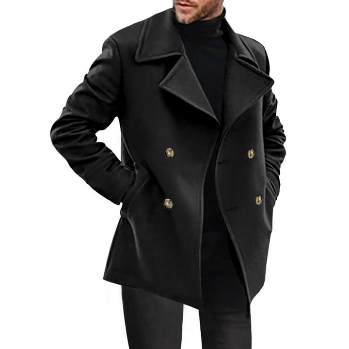 Herren eleganter Doppeltknopf-Wollmantel mit weitem Revers Aliams