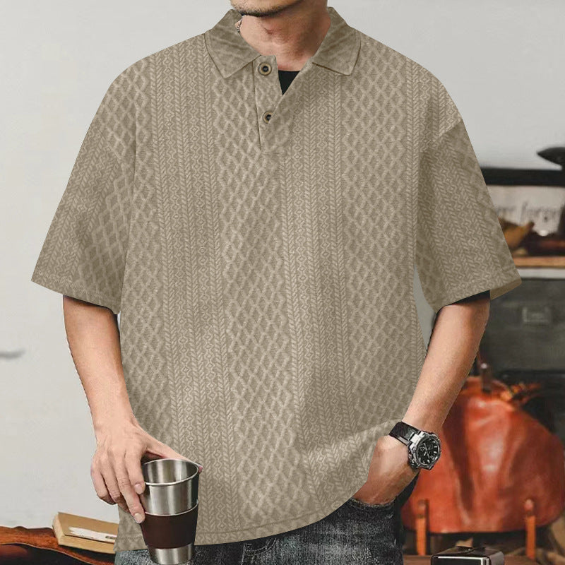 Herren Kurzarm-Hemd mit strukturiertem Design und modischer Knopfleiste Aliams