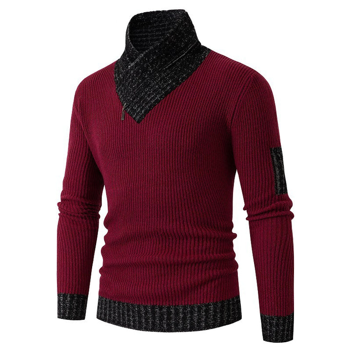 Herren Pullover mit modernem asymmetrischem Kragen und strukturiertem Design Aliams