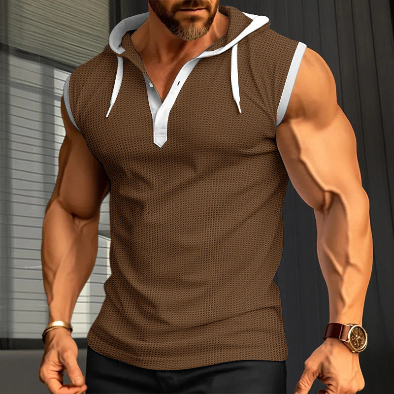 Herren Kurzarm Kapuzenpullover mit atmungsaktivem Netzstoff Aliams