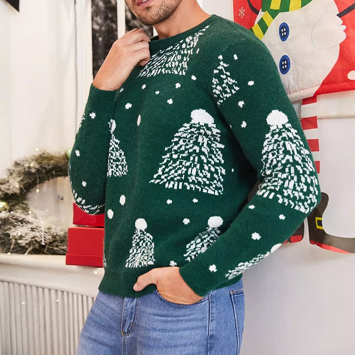 Herren festlicher Weihnachtspullover mit Tannenbaum-Muster Aliams