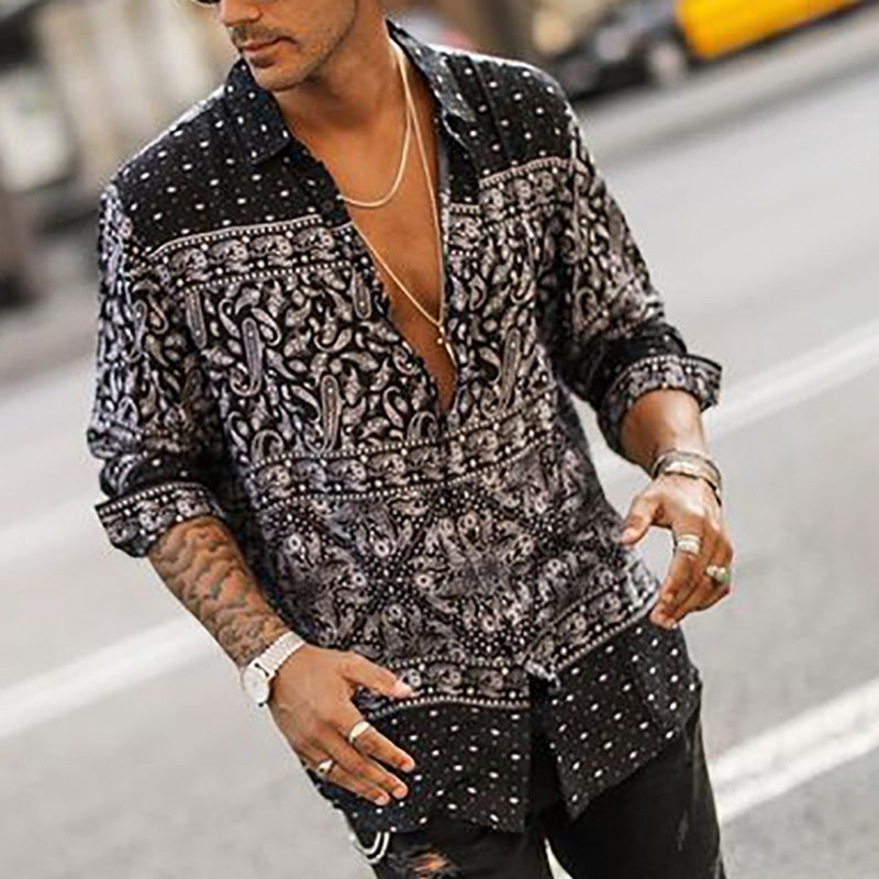 Herren Elegantes Floral Druck Knopf-Down Hemd Aliams