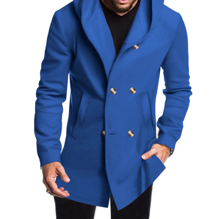 Herren eleganter Doppelreiher-Mantel mit Kapuze Aliams