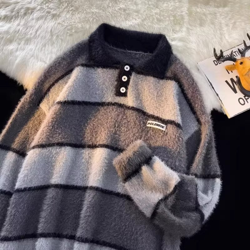 Damen kuscheliger Strickpullover mit klassischem Polokragen Aliams