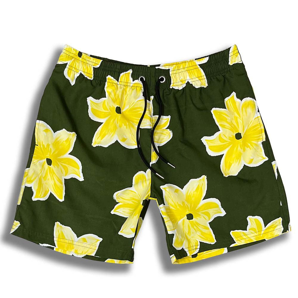 Herren Badeshorts mit hochwertigem Blumendesign und flexiblem Kordelzug Aliams