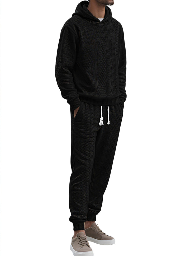 Herren bequemer und eleganter Freizeit-Hoodie-Anzug mit stilvoller Waffelstruktur Aliams