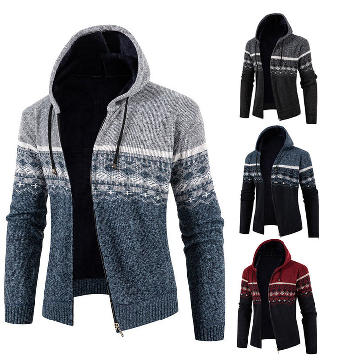 Herren Kapuzenpullover mit Norweger-Muster Aliams