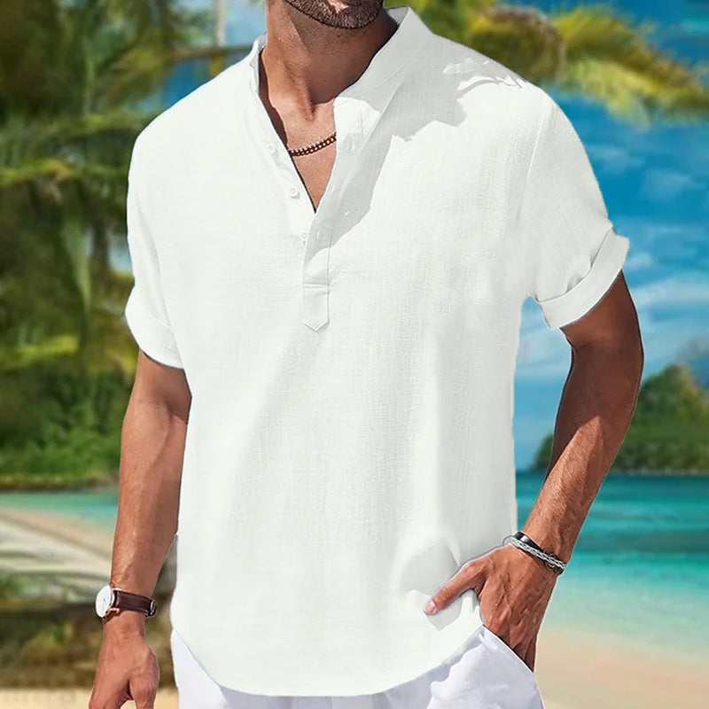 Herren Kurzarm Leinenhemd Aliams