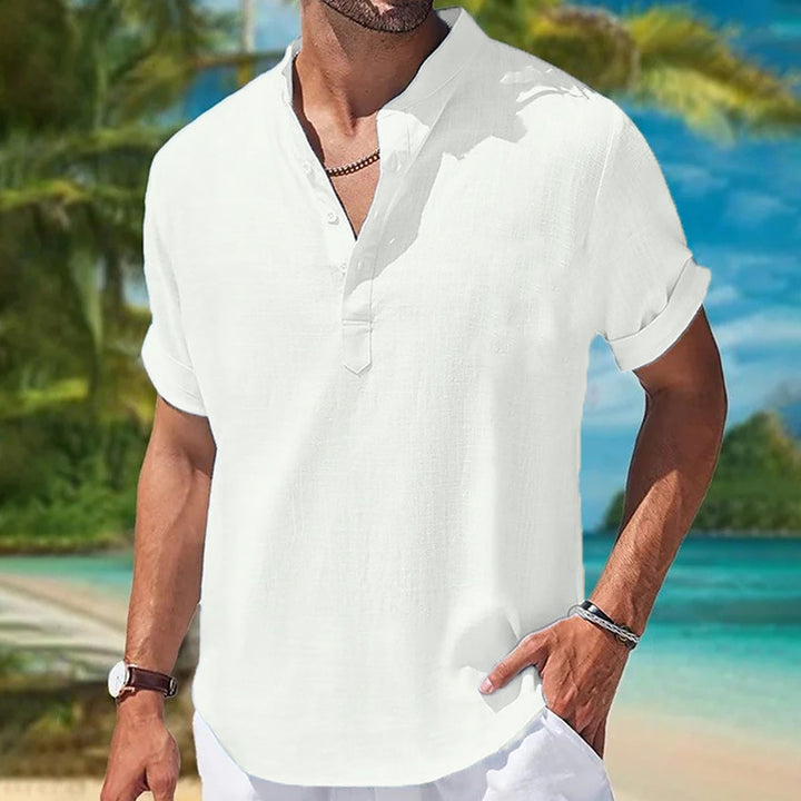 Herren Kurzarm Leinenhemd Aliams