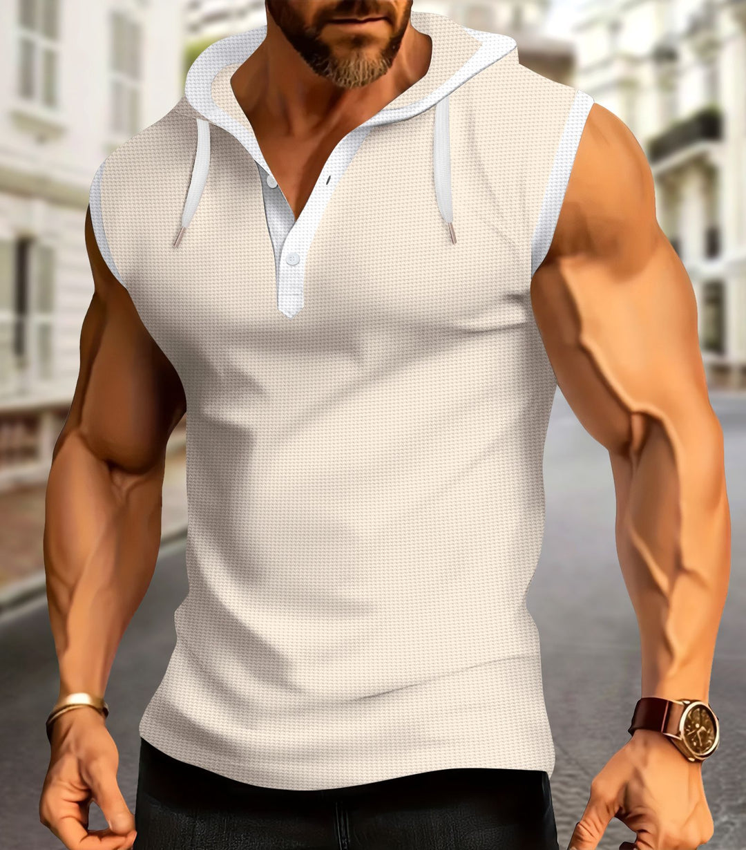Männer Kurzarm Kapuzen Performance Polo Shirt Aliams