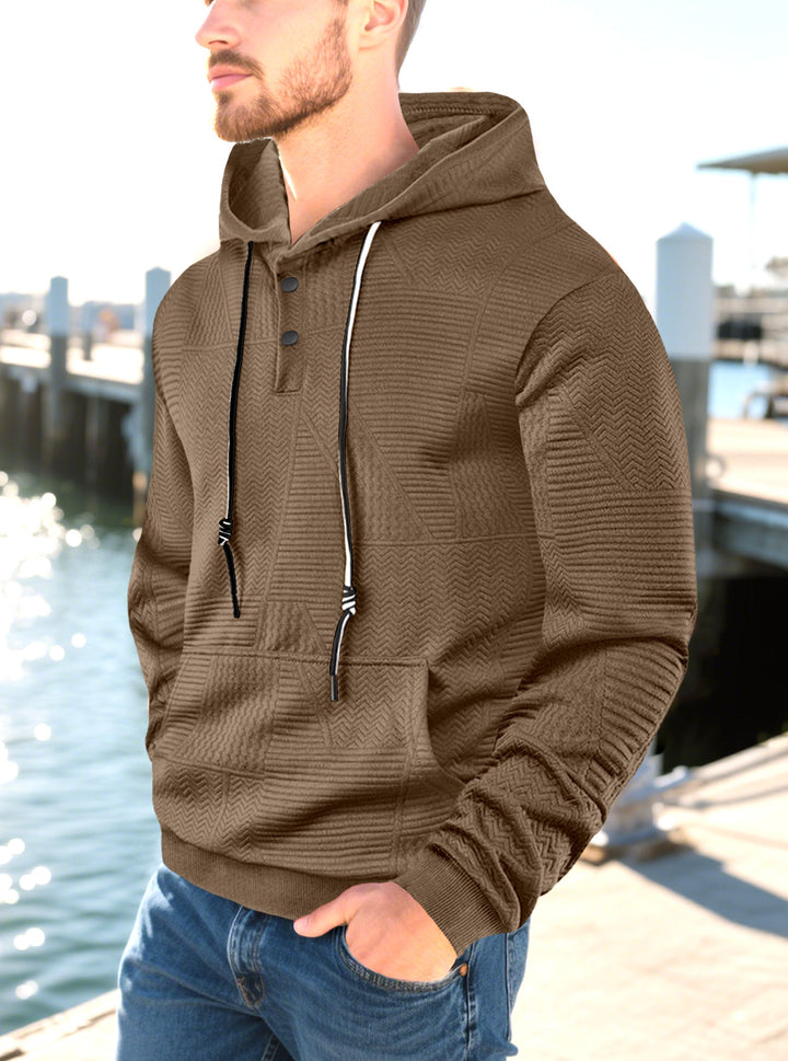 Herren Kapuzenpullover mit strukturierter Oberfläche und Knopfleiste Aliams