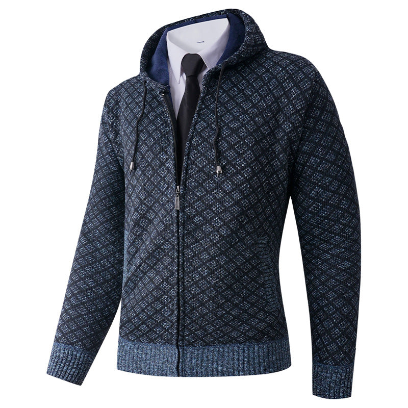 Herren elegante Kapuzenjacke mit strukturiertem Muster Aliams