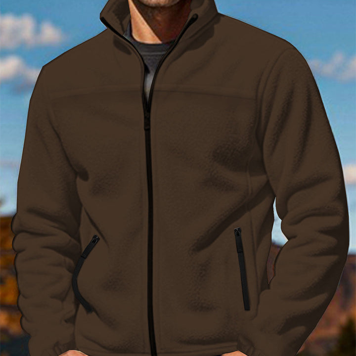 Herren Fleecejacke mit hochschließendem Kragen und Reißverschlusstaschen Aliams