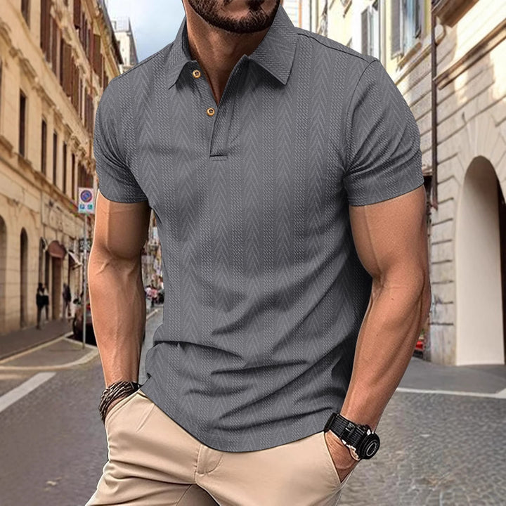Herren Kurzarm Poloshirt mit strukturiertem Design und eleganter Knopfleiste Aliams