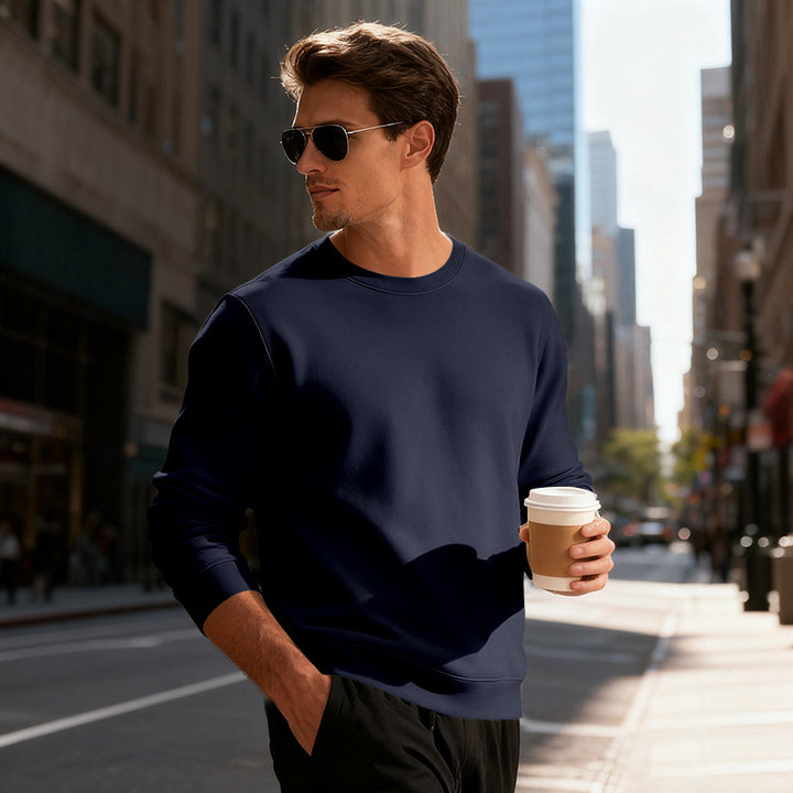 Herren Sportlicher Rundhalspullover Aliams