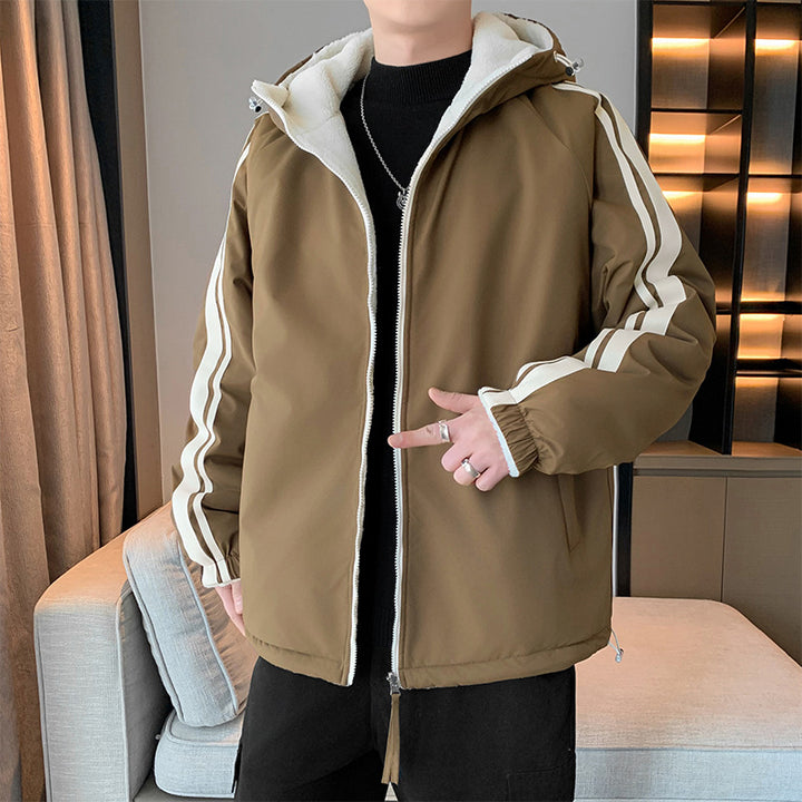 Herren isolierte Outdoor-Jacke mit abnehmbarer Kapuze und weicher Innenschicht Aliams