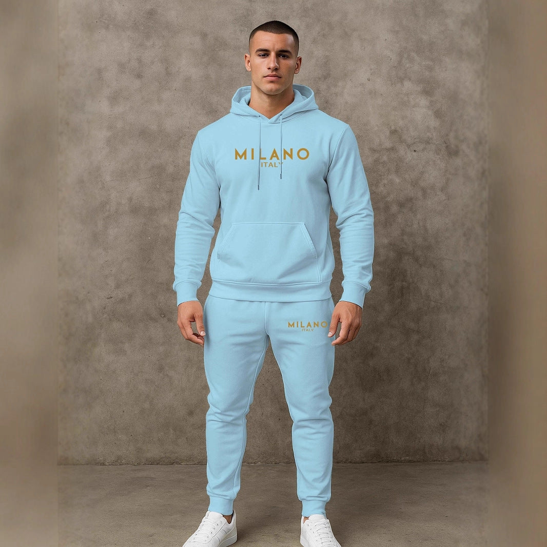 Herren Hoodie und Jogginghose Set mit stylischem Milano Print Aliams