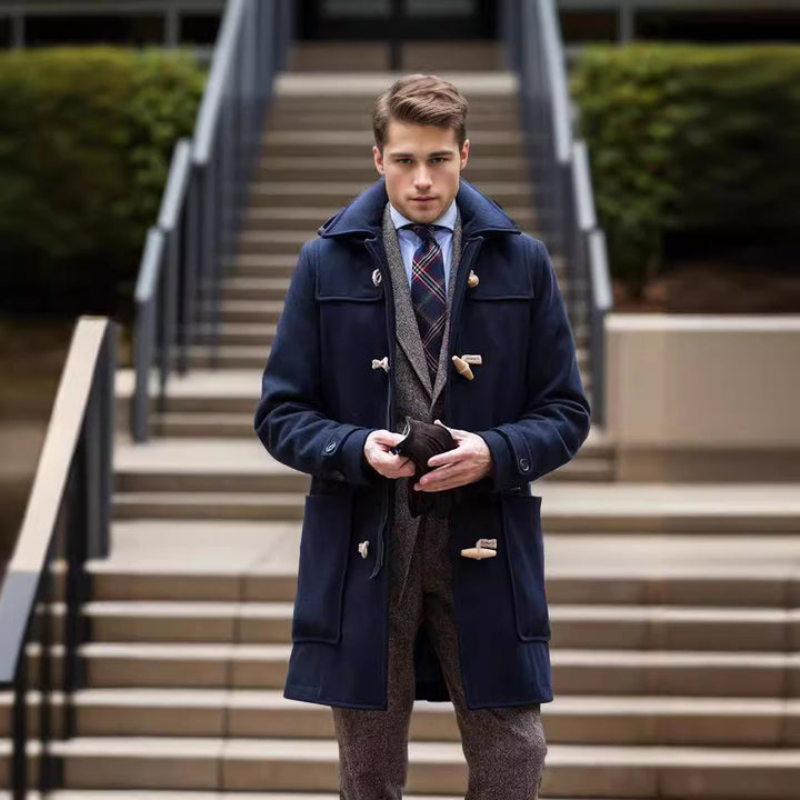 Herren Stilvoller Dufflecoat mit Knopfdetails Aliams