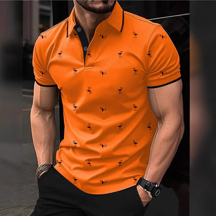 Herren Polohemd mit kurzem Arm und Muster Aliams