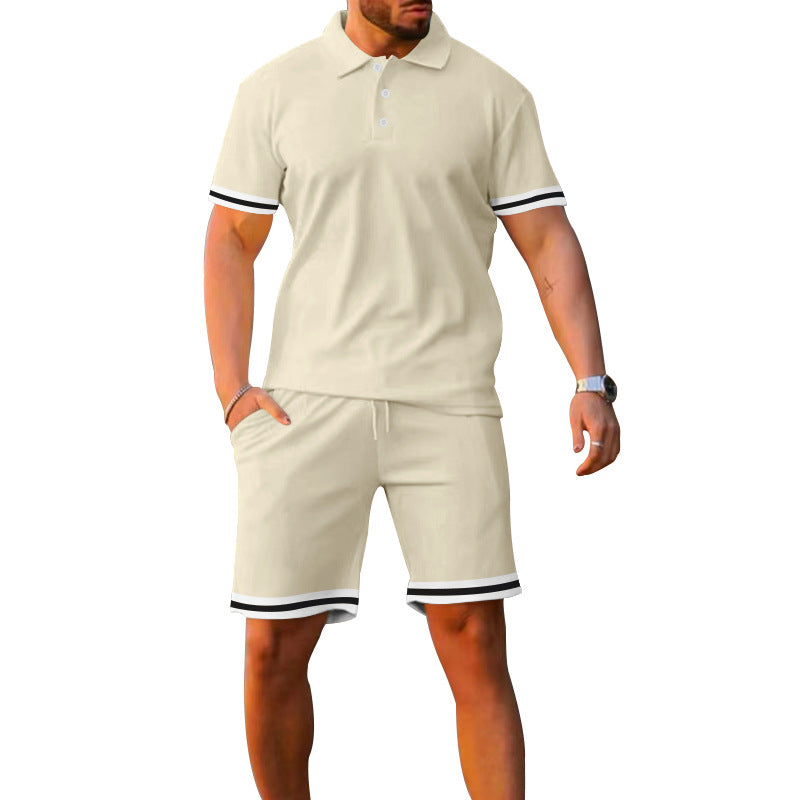 Herren Sportliches Polo- und Shorts-Set mit kontrastierenden Streifen Aliams