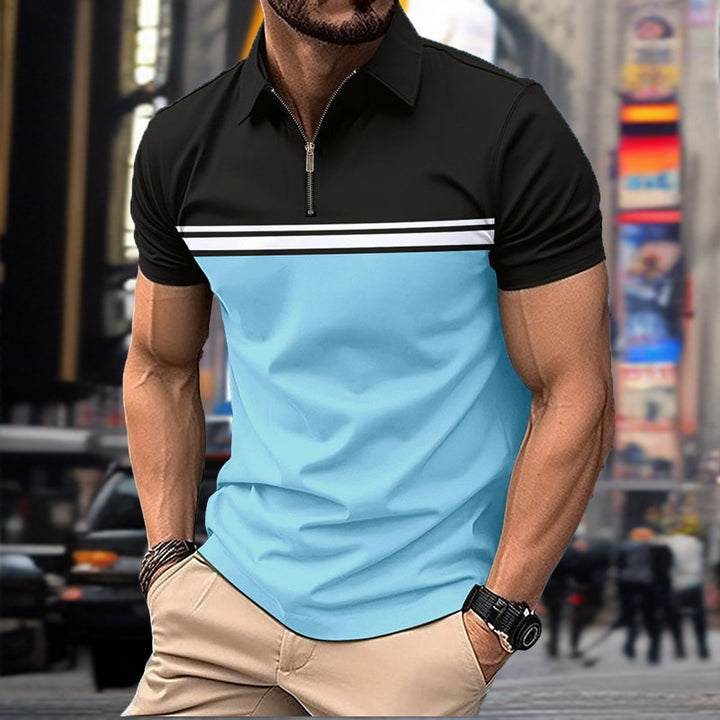 Herren Kurzarm Poloshirt mit sportlichem Reißverschluss Aliams